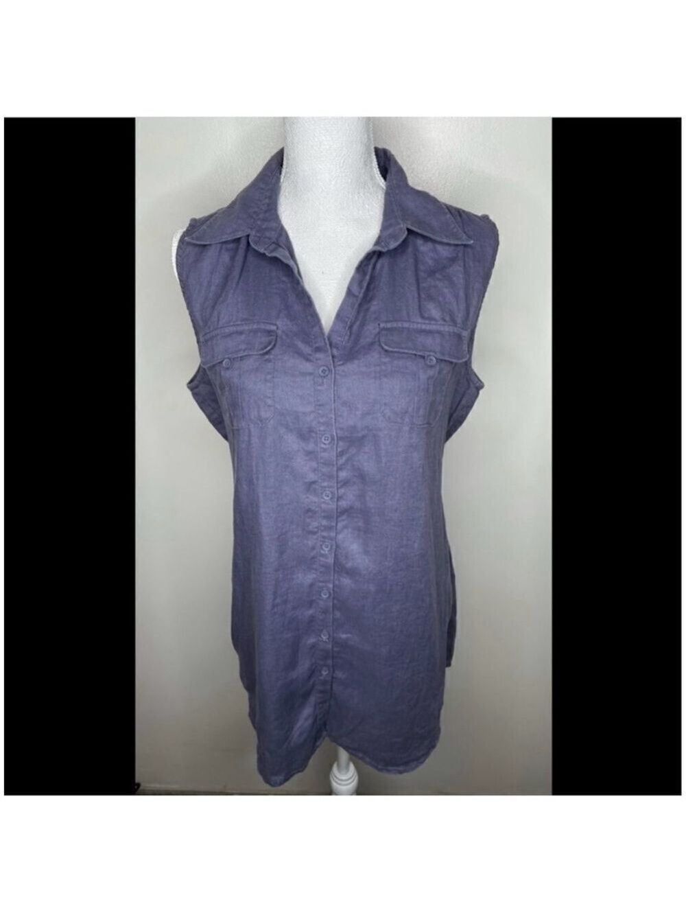 Cabi 100 % Linen Sleeveless Tunic Blue, Size M